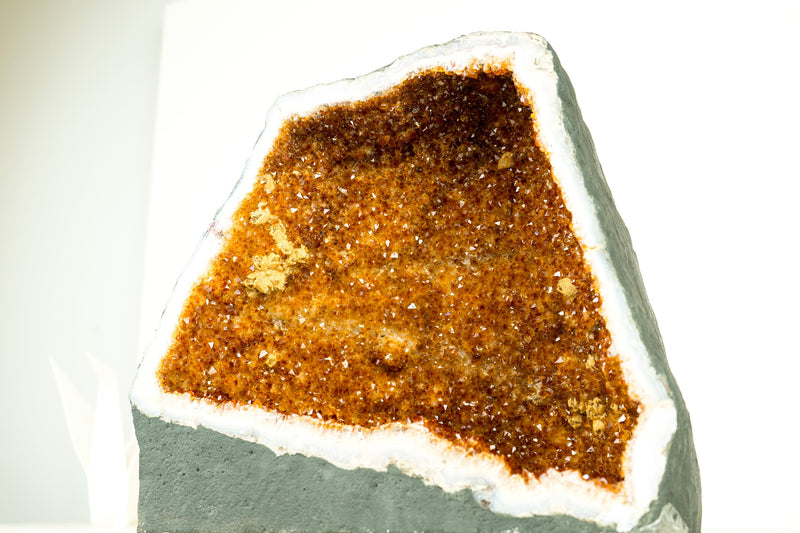 High-Grade Citrine Geode Cave - High-Grade Saturated Orange Druzy Crystals and Stalactite Flowers - 10.2 In 30 Lb - E2D Crystals & Minerals