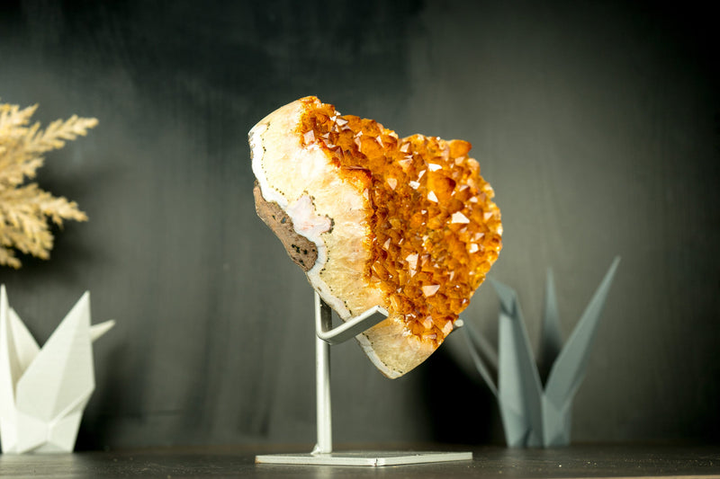 Large AAA Citrine Heart with High-Grade Golden Orange Citrine Druzy