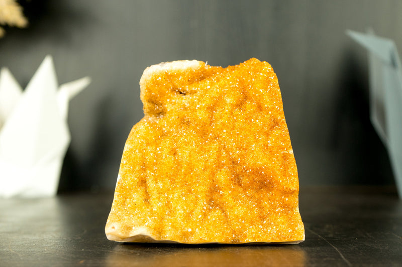 Small Yellow Citrine Cluster with Sparkly Yellow Galaxy Druzy - E2D Crystals & Minerals