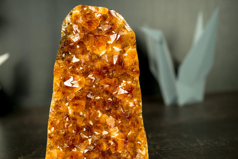 Small Natural Madeira Citrine Cluster with AAA Red Orange Citrine Druzy