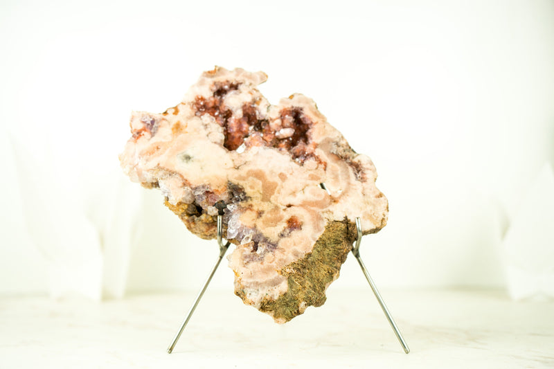 Small Pink Amethyst Geode Slab with Red Druzy