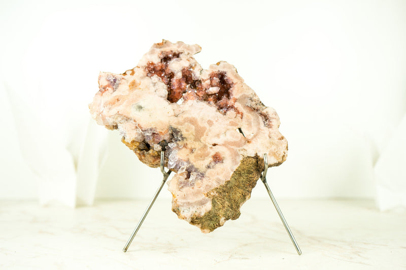 Small Pink Amethyst Geode Slab with Red Druzy