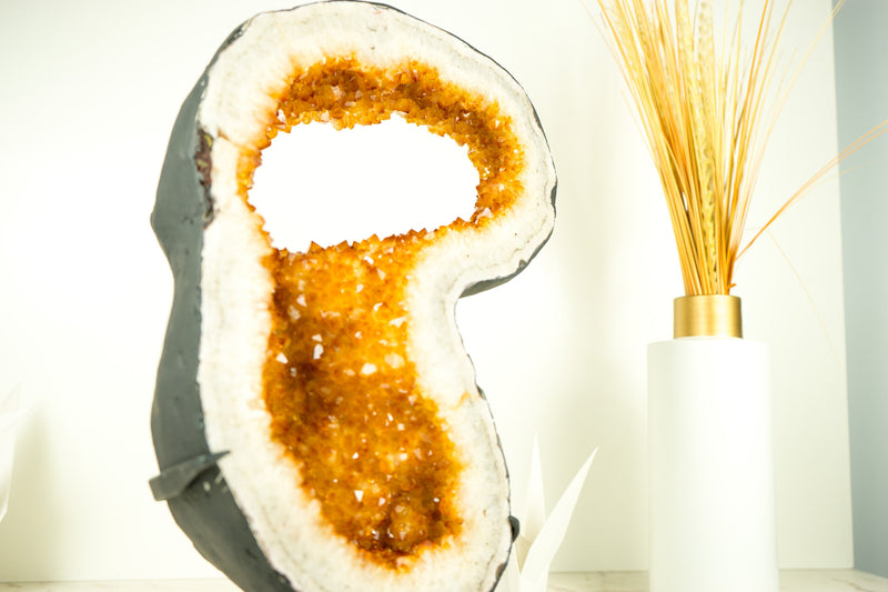 Sparkling Golden Orange Citrine Geode Portal - E2D Crystals & Minerals