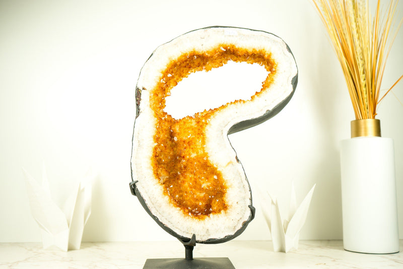 Sparkling Golden Orange Citrine Geode Portal - E2D Crystals & Minerals