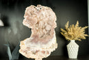 Pink Amethyst Geode Slab with Sculptural Pink Amethyst, Pink Amethyst Flowers, and Sparkly Rose Druzy on Stand - 2.7 Kg - 6.0 lb