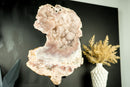 Pink Amethyst Geode Slab with Sculptural Pink Amethyst, Pink Amethyst Flowers, and Sparkly Rose Druzy on Stand - 2.7 Kg - 6.0 lb