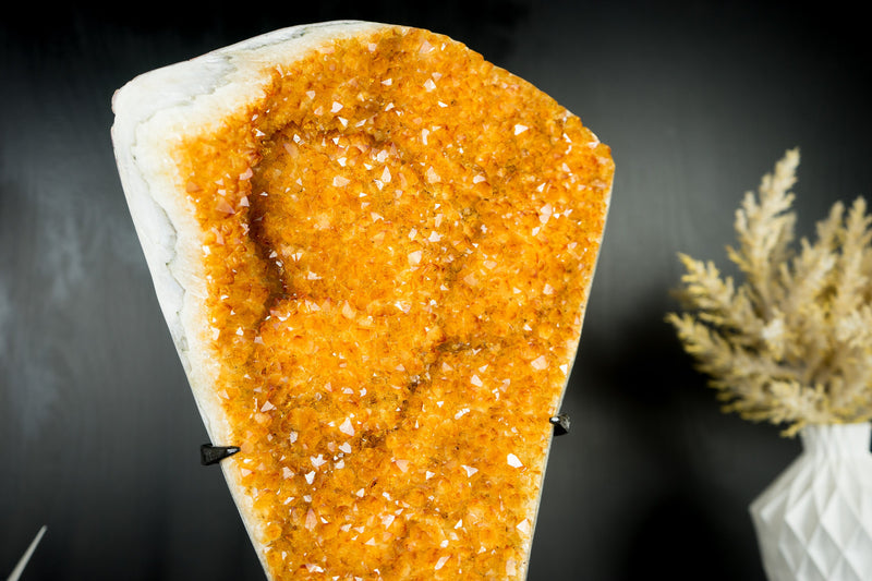 Golden Orange Galaxy Citrine Cluster with Shiny Citrine Crystal Druzy and Flower Rosettes - 16.5 In - 13.1 Lb
