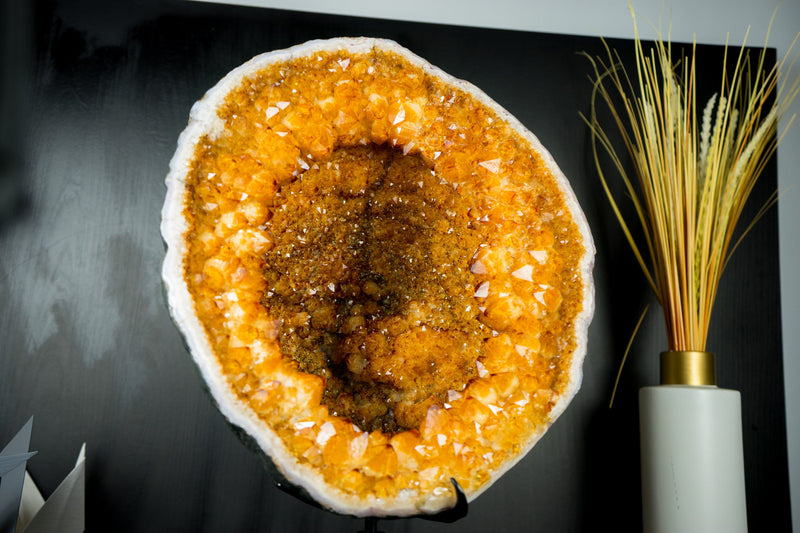 Citrine Geode with a Rare Citrine Crown and Stalactite Flowers - A Gallery Grade Citrine Geode, Statement Citrine 13.5 Kg - 29.8 lb