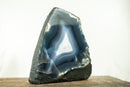 Blue Agate Geode with All-Natural Sea-Blue and White Agate Laces