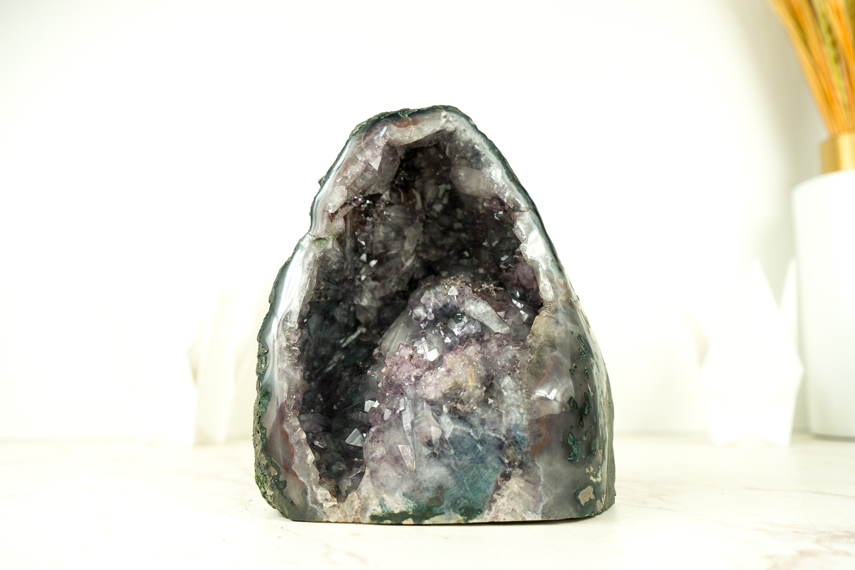 Small Natural Purple Amethyst Geode, Rare Amethyst with Rare Druzy For