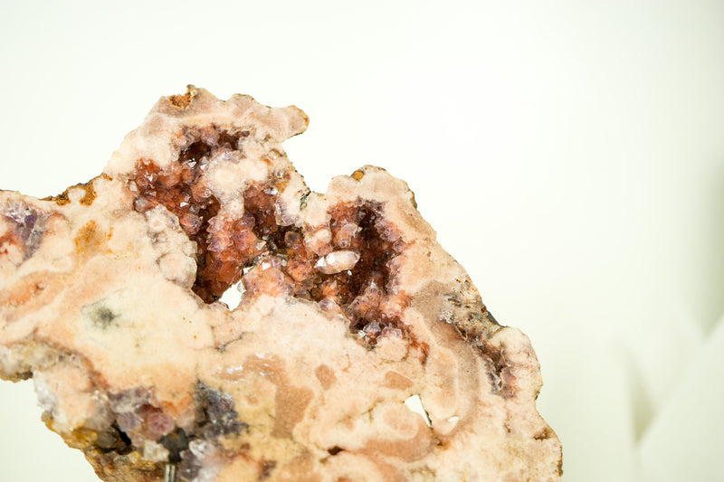 Small Pink Amethyst Geode Slab with Red Druzy
