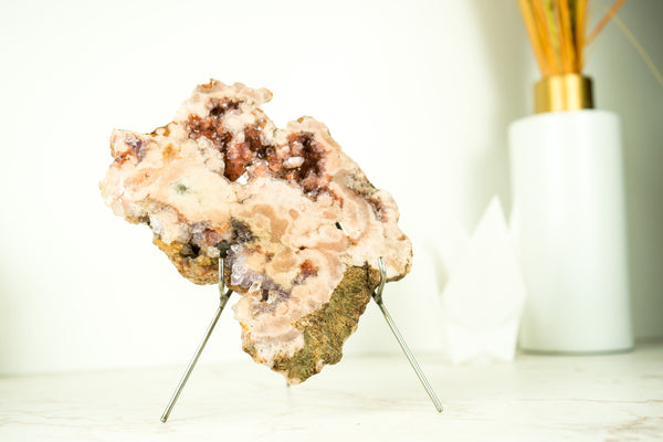 Small Pink Amethyst Geode Slab with Red Druzy