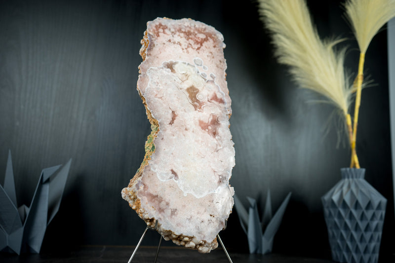 Pink Amethyst Geode Slab, Natural with Red And Rose Quartz, Dual Sided