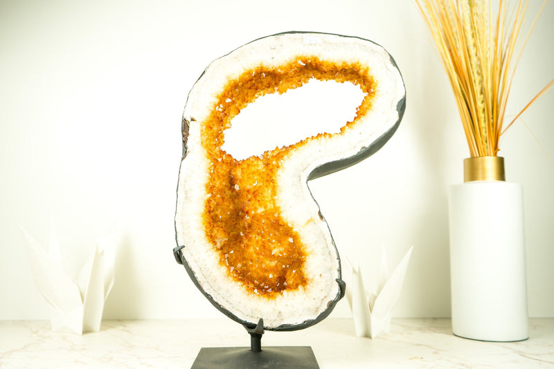 Sparkling Golden Orange Citrine Geode Portal - E2D Crystals & Minerals