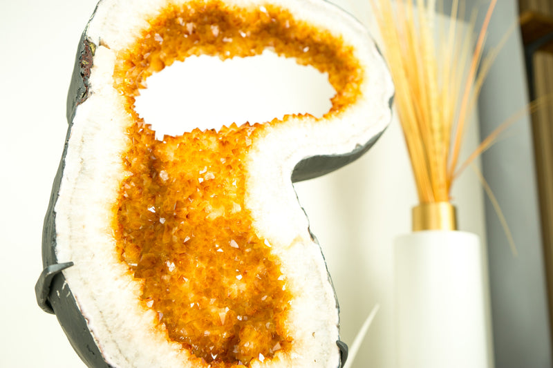 Sparkling Golden Orange Citrine Geode Portal - E2D Crystals & Minerals
