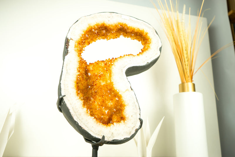 Sparkling Golden Orange Citrine Geode Portal - E2D Crystals & Minerals