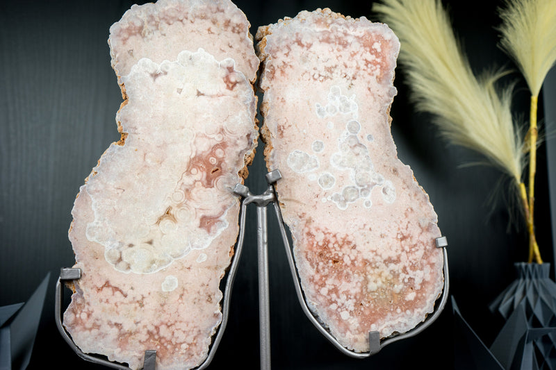 High - Grade Pink Amethyst Geode Slab set as Butterfly Wings, with Red And Rose Quartz, Dual Side Polished Slice - 4.5 Kg - 9.8 lb - E2D Crystals & Minerals