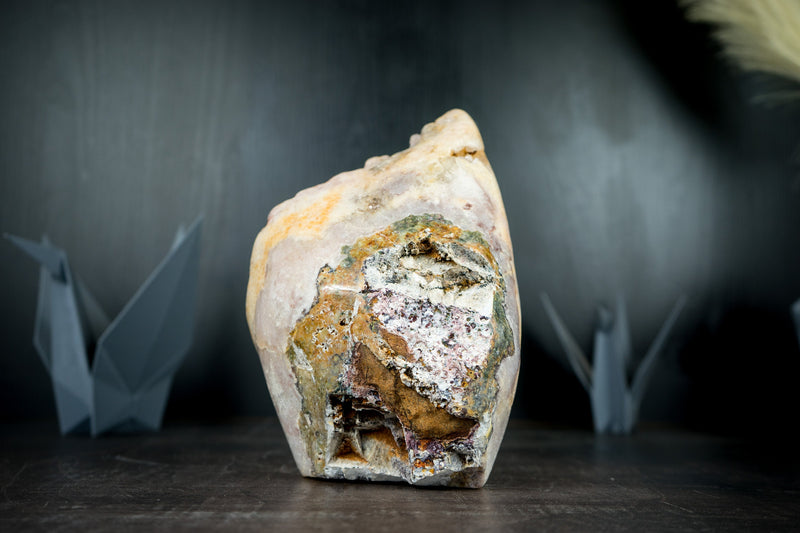 Spectacular Pink Amethyst Geode, Self-Standing with Rare Natural Rose Amethyst Druzy