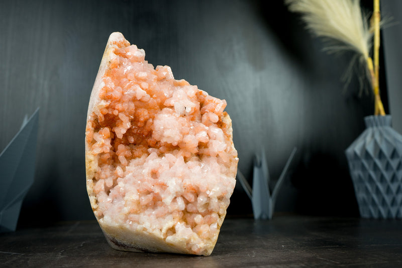 Spectacular Pink Amethyst Geode, Self-Standing with Rare Natural Rose Amethyst Druzy
