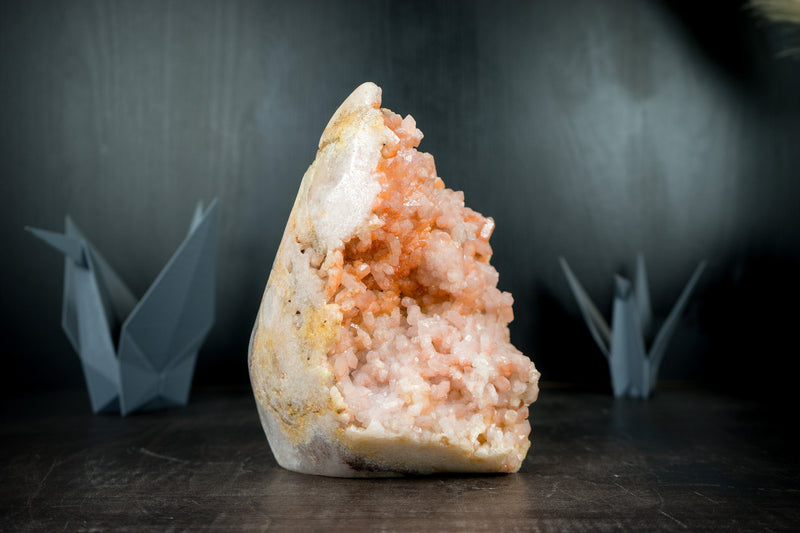 Spectacular Pink Amethyst Geode, Self-Standing with Rare Natural Rose Amethyst Druzy