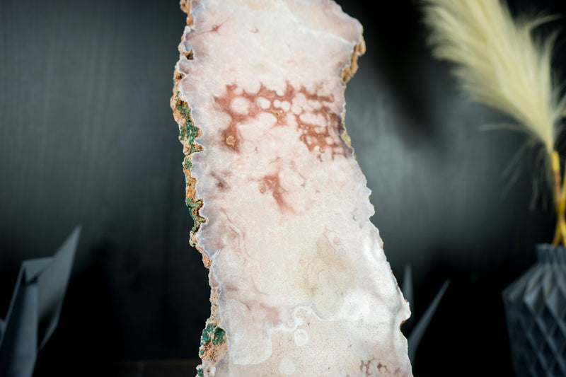 Premium Dual-Sided Polished Pink Amethyst Geode Slab - Natural, with Red and Rose Quartz
