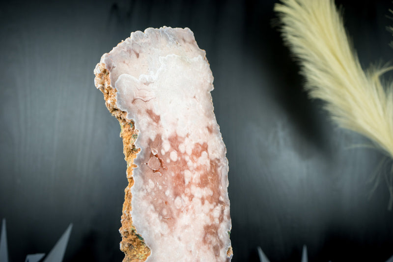 Premium Dual-Sided Polished Pink Amethyst Geode Slab - Natural, with Red and Rose Quartz