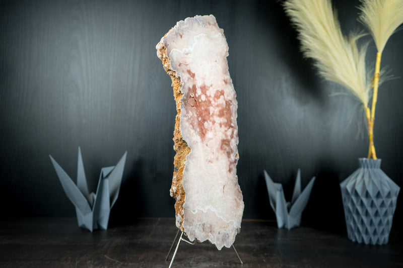 Premium Dual-Sided Polished Pink Amethyst Geode Slab - Natural, with Red and Rose Quartz