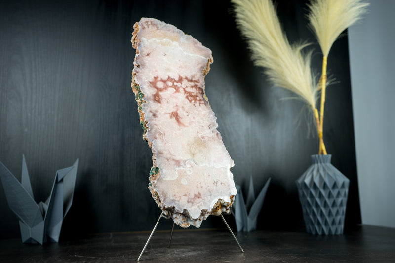 Premium Dual-Sided Polished Pink Amethyst Geode Slab - Natural, with Red and Rose Quartz