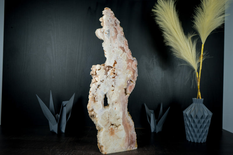 Tall 19" Pink Amethyst Slab, Large 7.3 Kg - 16 lb Self Standing with Rose Amethyst Druzy, Natural, & Ethical - E2D Crystals & Minerals
