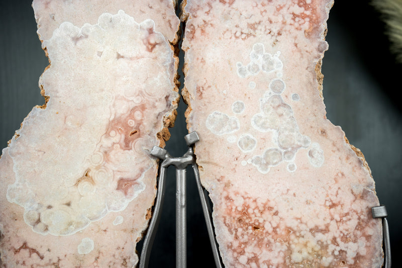 High - Grade Pink Amethyst Geode Slab set as Butterfly Wings, with Red And Rose Quartz, Dual Side Polished Slice - 4.5 Kg - 9.8 lb - E2D Crystals & Minerals