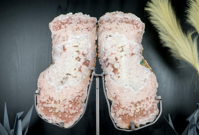 High - Grade Pink Amethyst Geode Slab set as Butterfly Wings, with Red And Rose Quartz, Dual Side Polished Slice - 4.5 Kg - 9.8 lb - E2D Crystals & Minerals