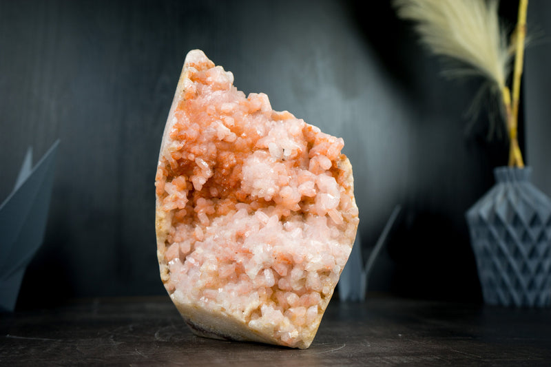 Spectacular Pink Amethyst Geode, Self-Standing with Rare Natural Rose Amethyst Druzy