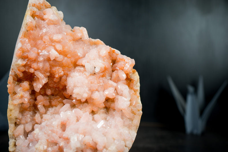 Spectacular Pink Amethyst Geode, Self-Standing with Rare Natural Rose Amethyst Druzy