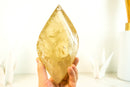 High-Grade Natural Citrine Flame Sculpture on Stand