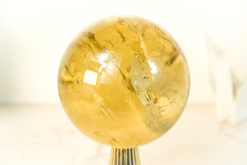 AAA Natural Citrine Hand Carved Sphere, Genuine Real Golden Honey Citrine, 5 In. 6 Lb.