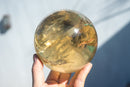 AAA Natural Citrine Hand Carved Sphere, Genuine Real Golden Honey Citrine, 5 In. 6 Lb.