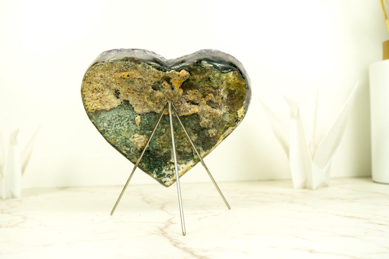 Large Rich Purple Amethyst Heart with High-Grade Amethyst Druzy