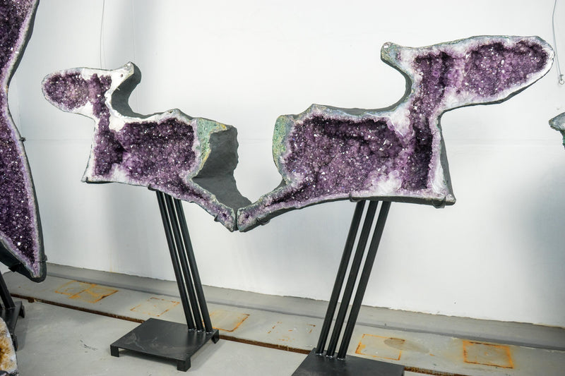 Skulpturale Capybara-förmige Geoden, großes, natürliches Amethyst-Geodenpaar