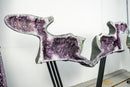 Sculptural Capybara-Shaped Geodes, Large, Natural Amethyst Geode Pair