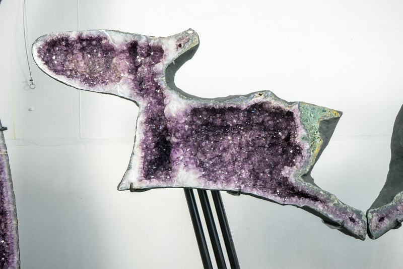 Skulpturale Capybara-förmige Geoden, großes, natürliches Amethyst-Geodenpaar