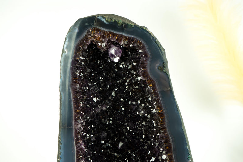 Extraordinary Amethyst Geode Cathedral with AAA, Deep and Dark Purple Amethyst on Rare Blue Agate Matrix - 23 In. 55 Lb. - E2D Crystals & Minerals