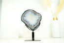 Rare Blue Lace Agate with Clear Quartz Geode Slice, All - Natural, Decorative Agate Slice for Decor and Healing, 2.7 Kg - 6.0 lb - E2D Crystals & Minerals