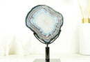 Rare Blue Lace Agate with Clear Quartz Geode Slice, All - Natural, Decorative Agate Slice for Decor and Healing, 2.7 Kg - 6.0 lb - E2D Crystals & Minerals