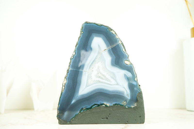 Rare Natural Blue Lace Agate Geode with Calcite Inclusions