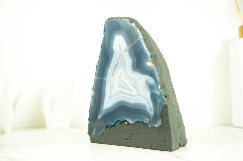 Rare Natural Blue Lace Agate Geode with Calcite Inclusions
