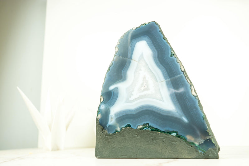 Natural Blue Lace Agate Geode with Calcite Inclusions