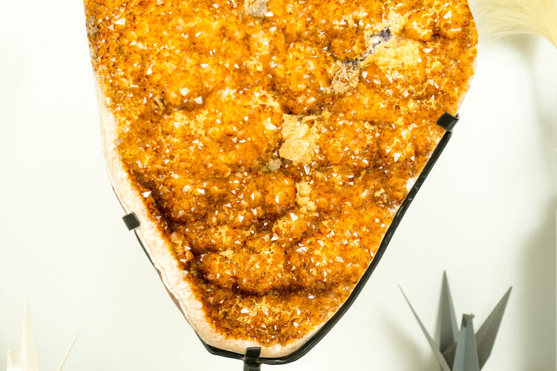 Statement Citrine Cluster Featuring Golden - Orange Druzy and Calcite after Galaxy Citrine Druzy – Collector's Grade, X - Large - 56 Lb. - E2D Crystals & Minerals
