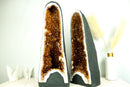 The King and Queen Pair of Citrine Geode Cathedrals with Madeira Citrine on White Agate - E2D Crystals & Minerals