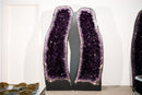 6.3 Ft Tall Pair of Giant Amethyst Geodes with High - Grade Dark Purple Druzy - E2D Crystals & Minerals