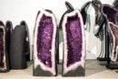 Large Pair of Lavender Amethyst Geode Cathedrals with Sparkly Large Druzy and Clear Crystal Frame - E2D Crystals & Minerals